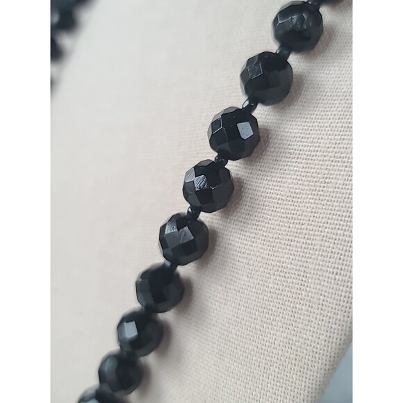 Hobe Faceted Black Beaded Necklace Vintage - Picture 7 of 10
